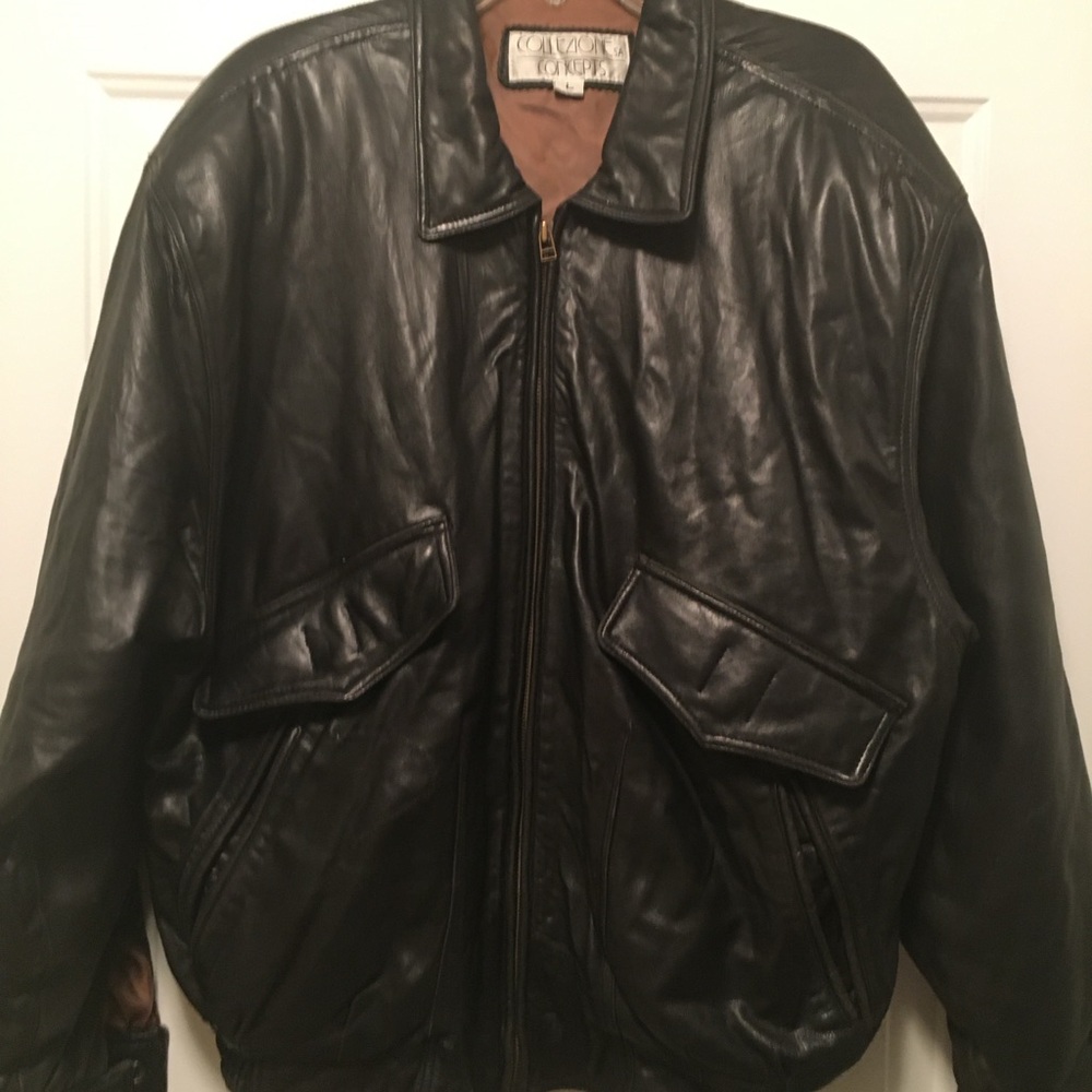 Men's Classic Black Leather Field Jacket